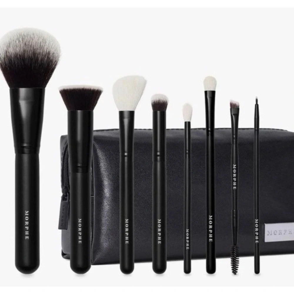 Morphe Get Things Started 8 Pieces Brush Collection With Bag Black Brand New